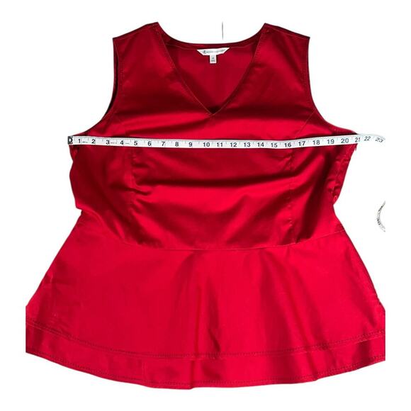 Brooks Brothers Women's Sleeveless V-Neck Side Zip Cotton Peplum Blouse Size 16 - Picture 9 of 10